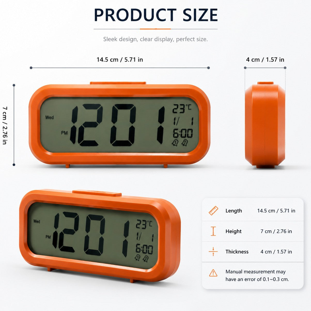 Digitaler Tischwecker mit Temperatursensor und Großem Led-Display Brehn