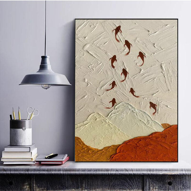 Texturiertes fischthemenbewusstes Leinwandkunst
