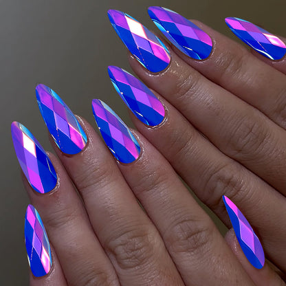 Chic Stiletto-Acrylnagelverlängerungen mit holografischem Diamantdesign Brehn