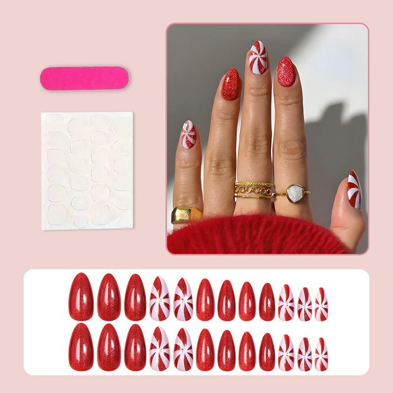 Kunstnagelset mit festlichen Weihnachtsmotiven und Glitzer Brehn