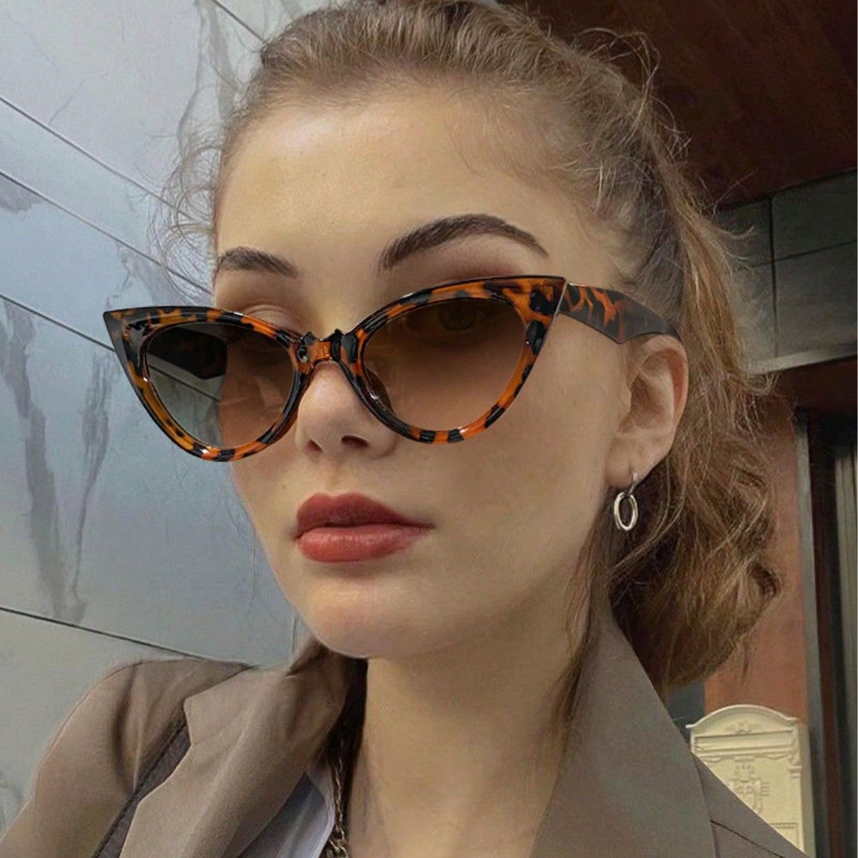 Damen Modische Katzenaugen Sonnenbrille Brehn