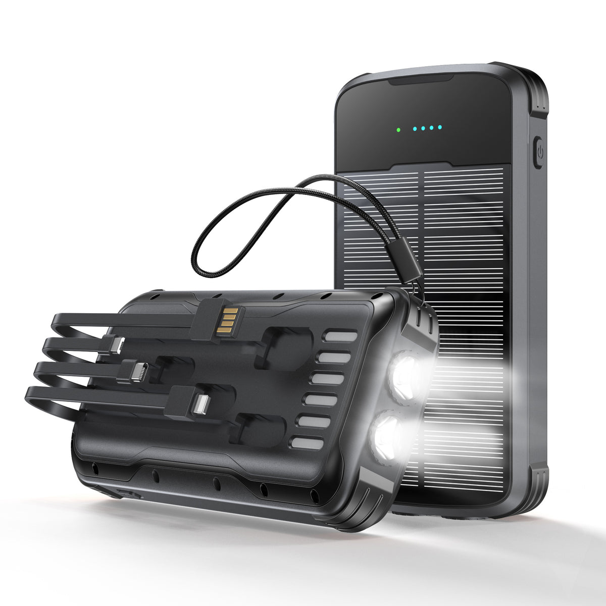 Multifunktionale Solar Powerbank mit Integrierter Led-Lampe und Mehreren Anschlüssen Brehn
