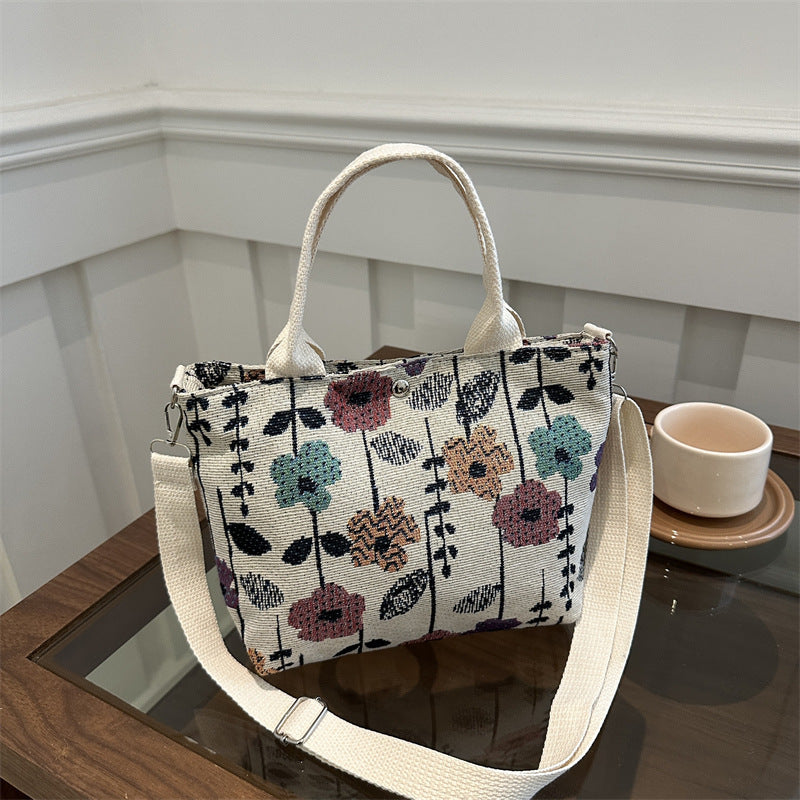 Niedliche Erdbeer-Print-Canvas-Shopper-Tasche