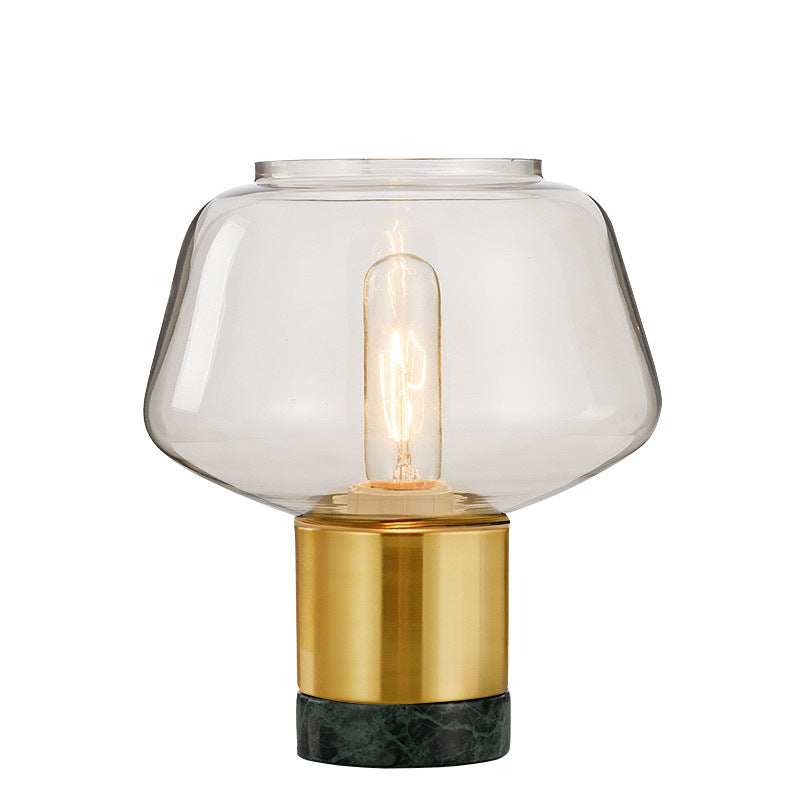 Geometrische Glas Tischlampe mit Messing- und Marmorbasis