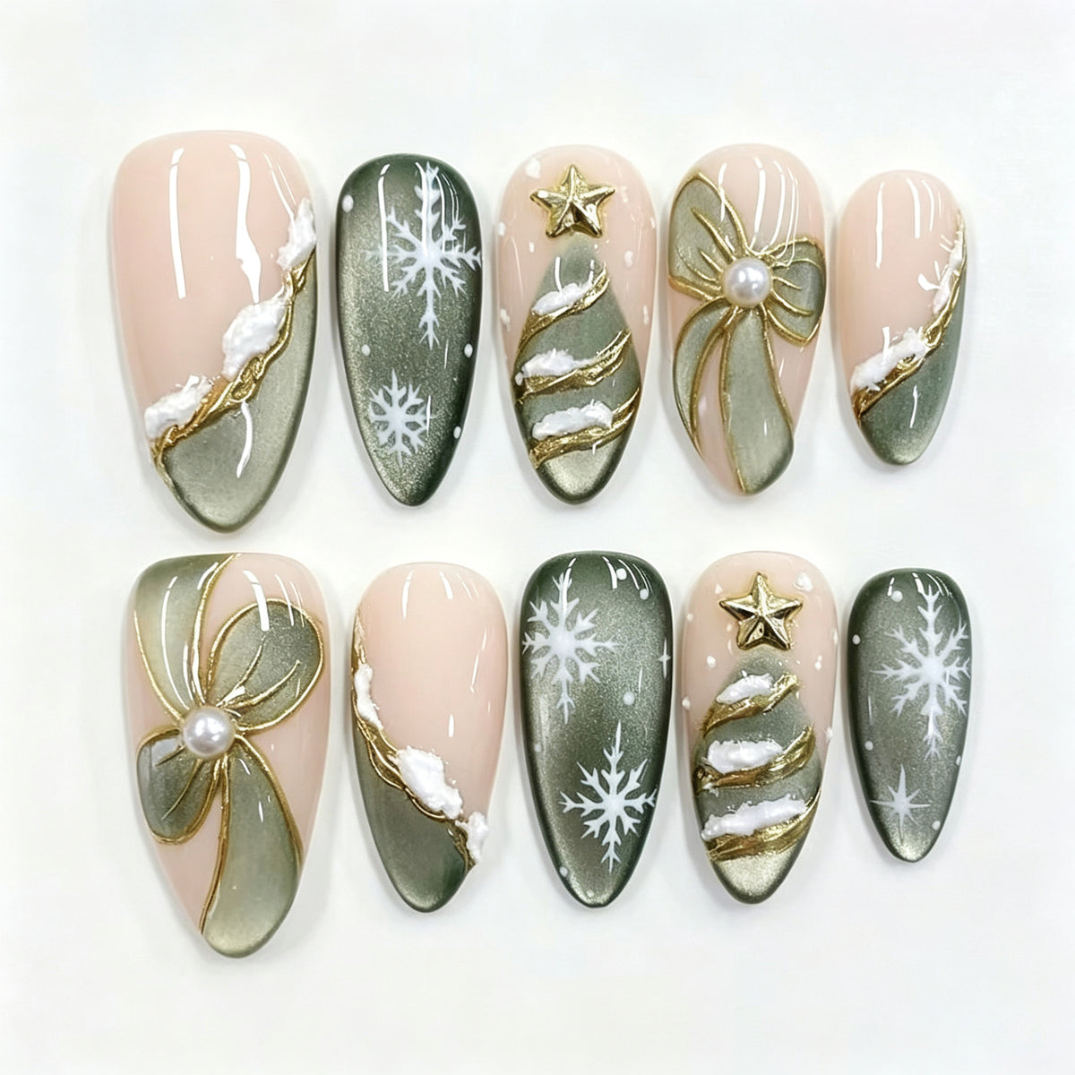 Festliche dekorative Press-On-Nagelkunst-Set Brehn