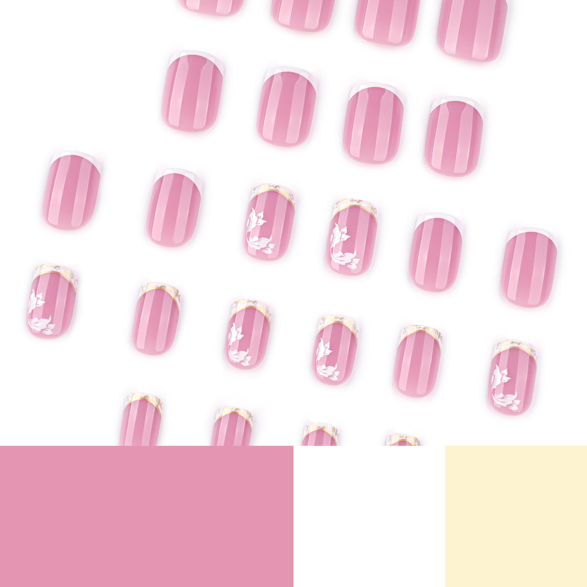 Kunstvolle Nagelkunst mit elegantem French-Tip und floralen Akzenten Brehn