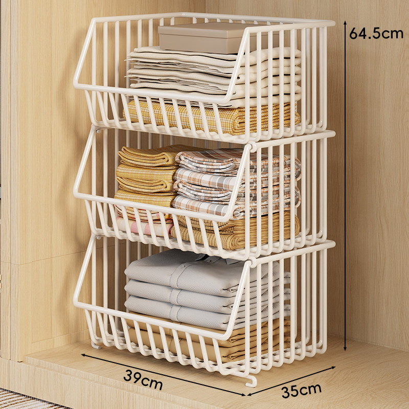 Drei-Tier Stapelbarer Draht Kleiderschrank Korb Organizer