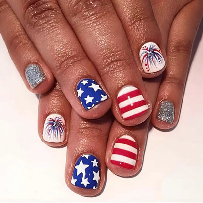 Patriotische Gel-Nagelkunstverlängerungen Brehn