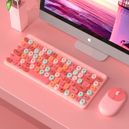 Retro Rundtasten Wireless Tastatur und Maus Set Brehn