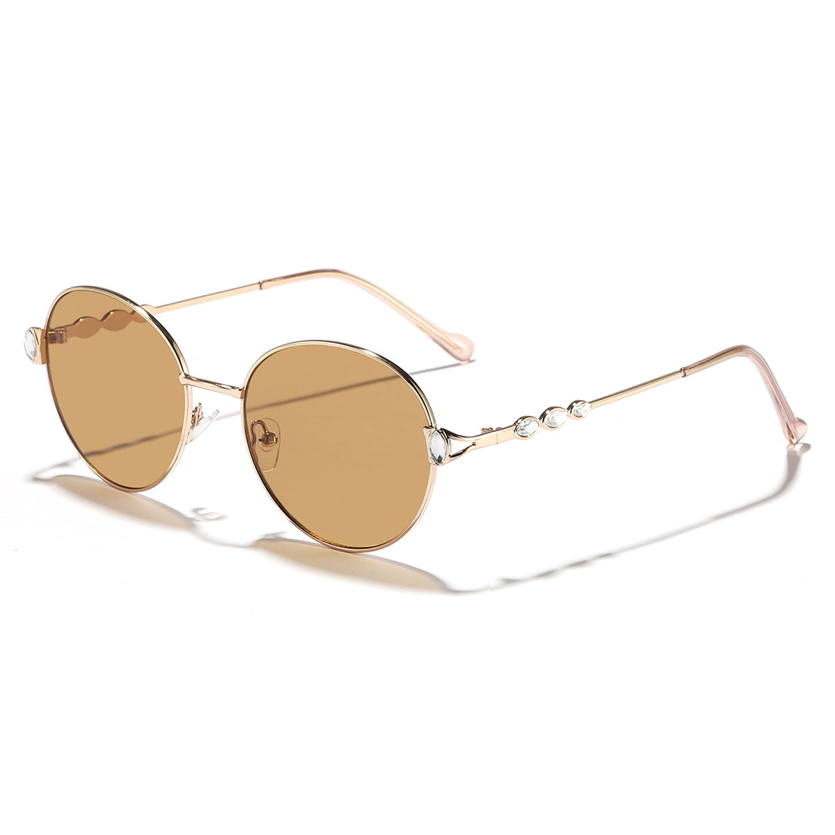 Damen runde Sonnenbrille mit elegantem Metallrahmen und verspiegelten Gläsern Brehn