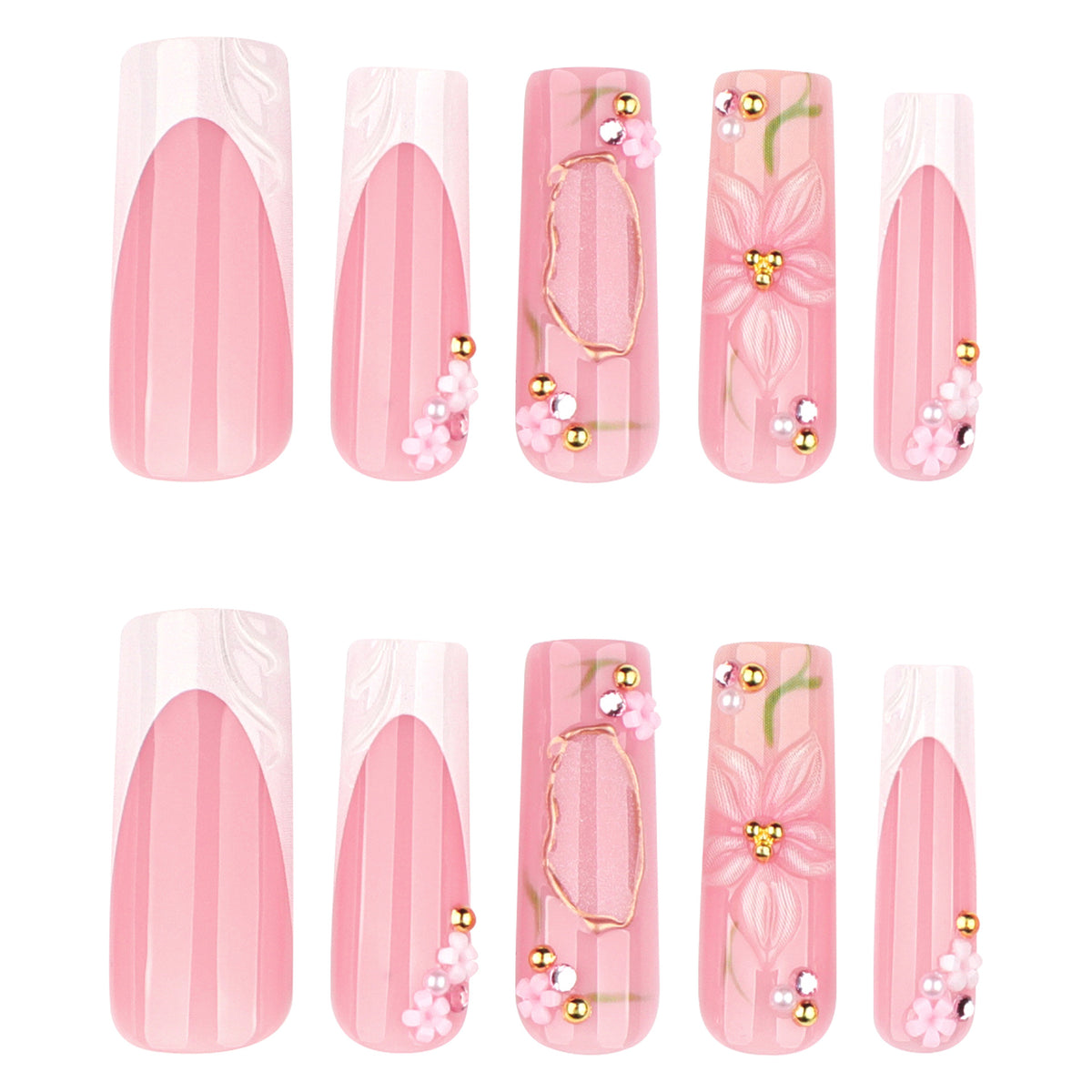 Kunstvolle Nagelverlängerungen mit floralen Verzierungen Brehn