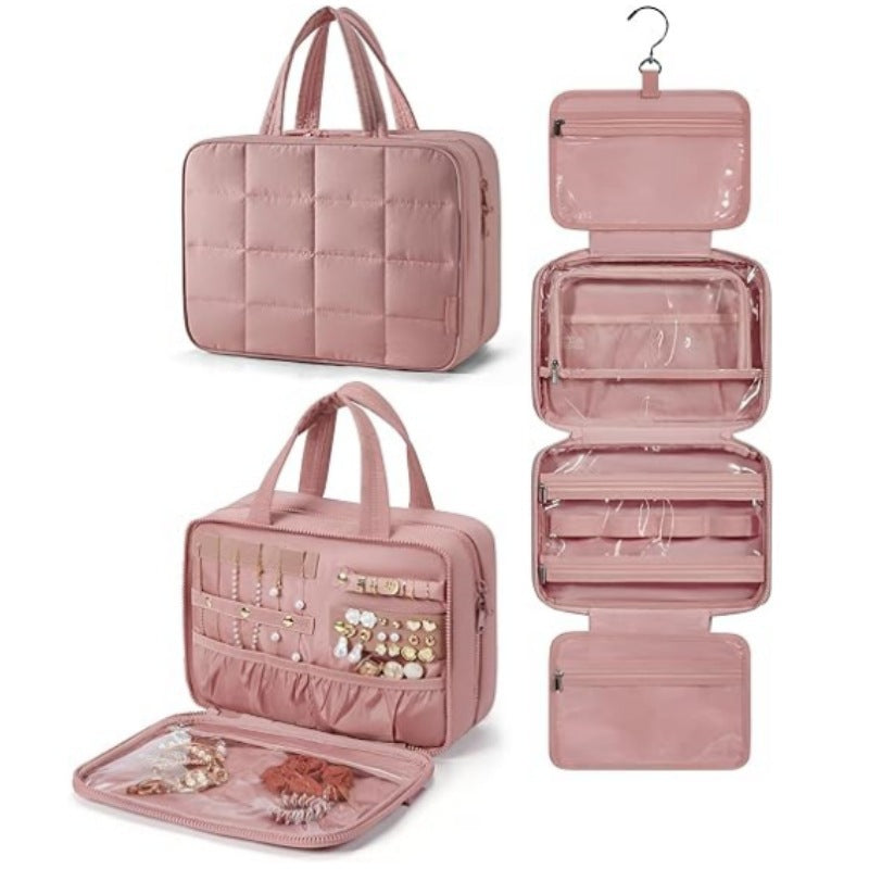 Schmuck-Organizer Tasche mit Abnehmbarem Haken und Transparenter Fächeraufteilung Brehn