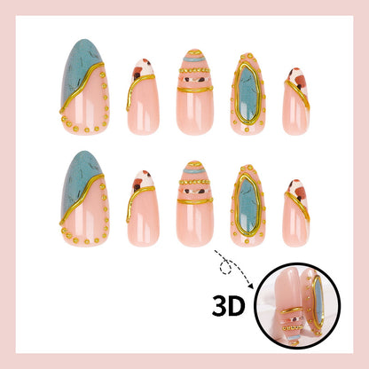 Kunstnagelset mit luxuriösen Dekorationselementen und eleganten Designs Brehn