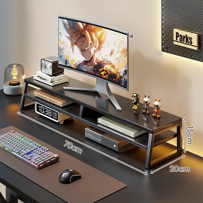 Holz-Monitorständer mit Metallrahmen Erhöhte Desktop-Regal