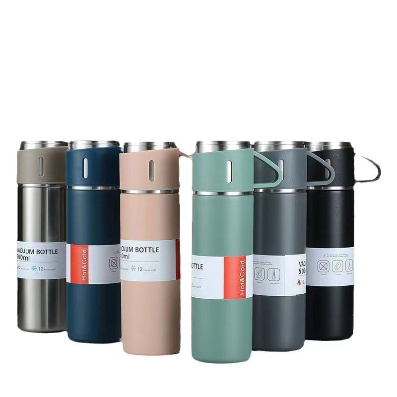 Damen Edelstahl-Isolierflasche mit zwei dazugehörigen Tassen Brehn