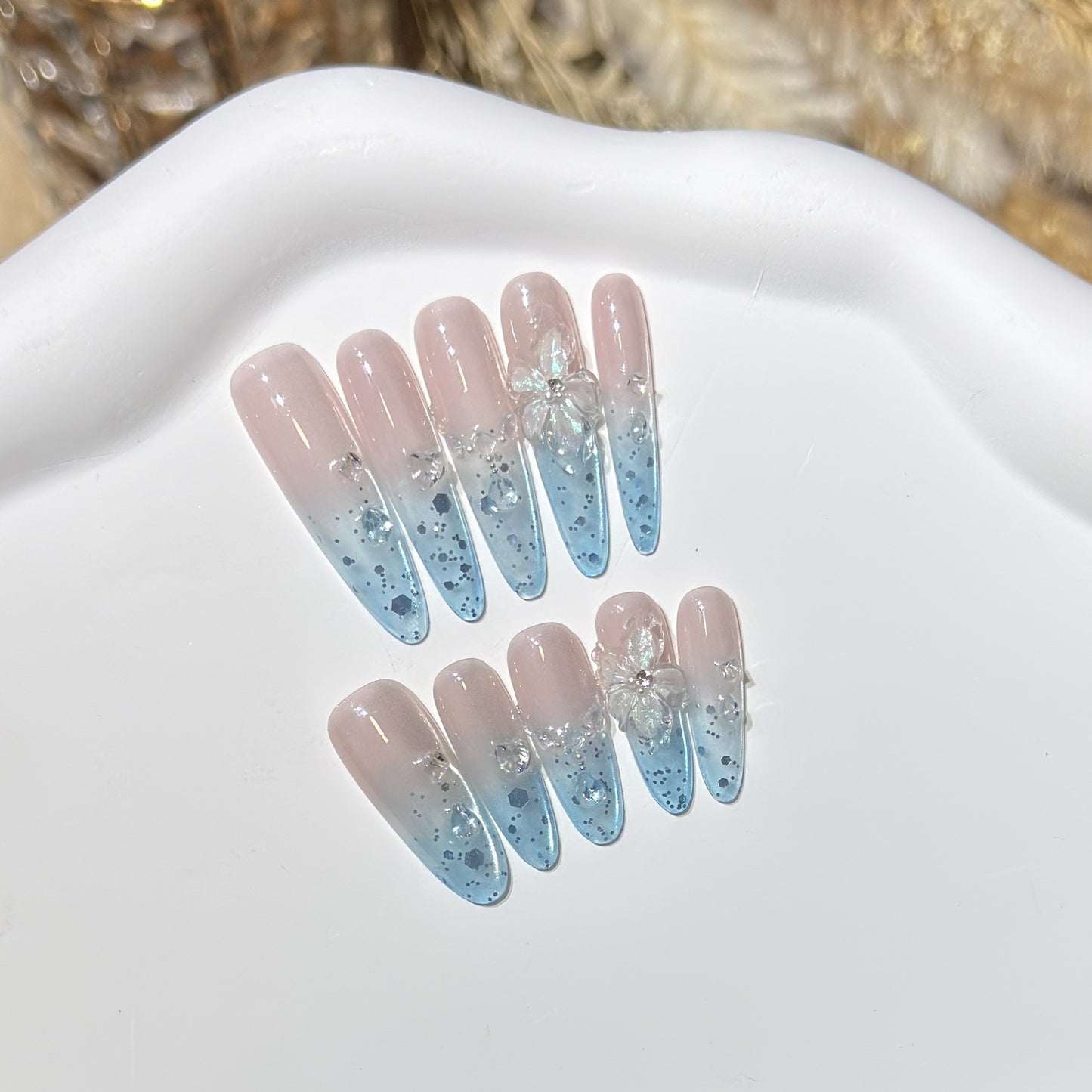 Ombre Floral Press-On Nail Art Set Brehn