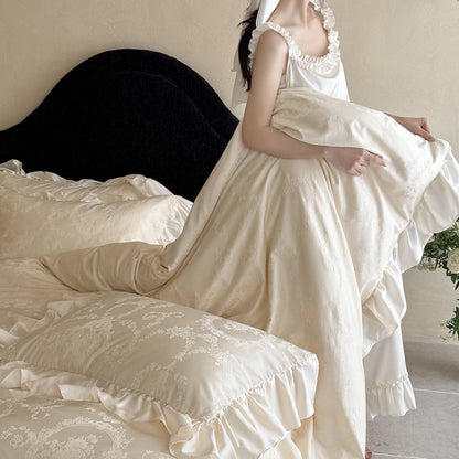 Rüsch-Jacquard-Satin Bettbezug Set