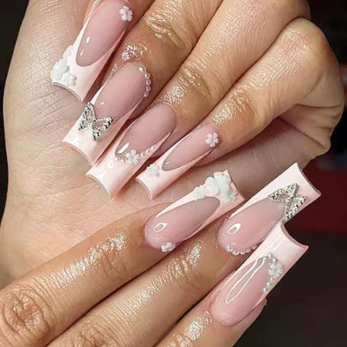 Dekorative florale Press-On Nagelverlängerungen