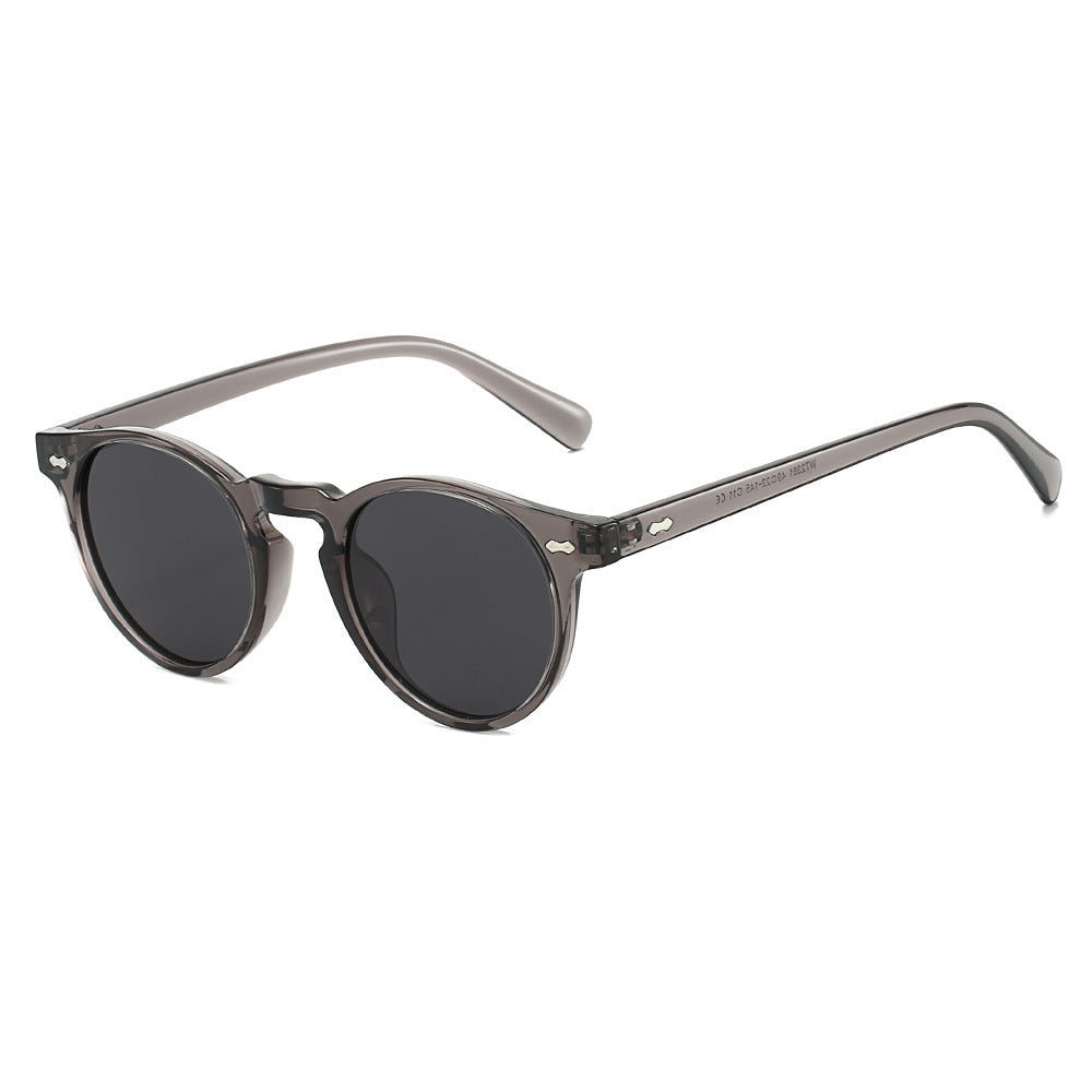 Damen Vintage Sonnenbrille mit runden Gläsern und transparentem Rahmen Brehn