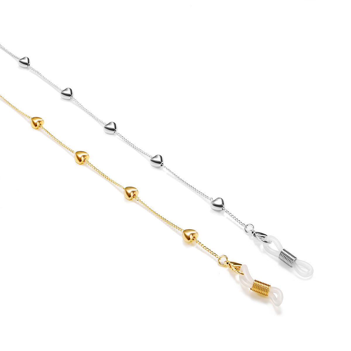 Modisches Brillenband Aus Edelstahl mit Herzanhängern Brehn