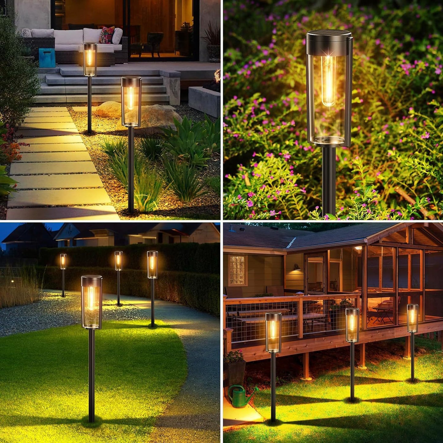 Wetterfeste Gartenpostlaterne mit Vintage-Glühfadenlampe und gehärteten Glasscheiben Brehn