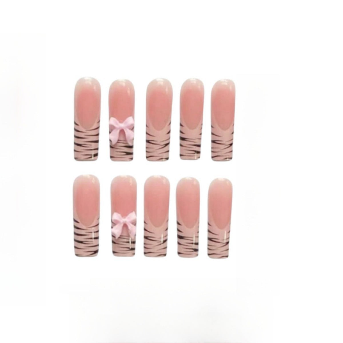 Künstlerische Zebra-Print-Nagelerweiterungen Brehn