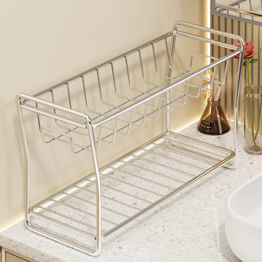Quadratischer Metalldraht-Waschtisch-Organizer mit erhöhten Beinen