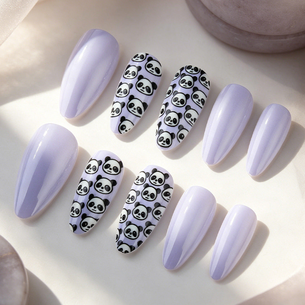 Künstlerisches Panda-Themen Press-On Nagelset Brehn