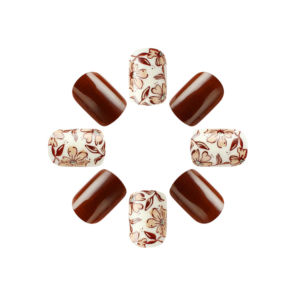 Künstlerisches, von Blumen inspiriertes Press-On Nagelset Brehn