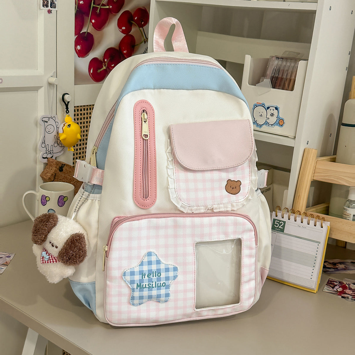 Stilvolles Gingham-Druck-Rucksack Brehn