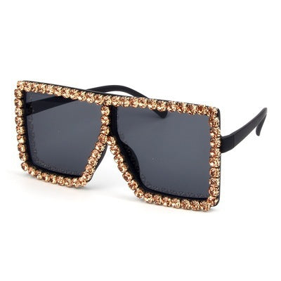 Damen oversized Sonnenbrille mit funkelndem Kristallrahmen Brehn