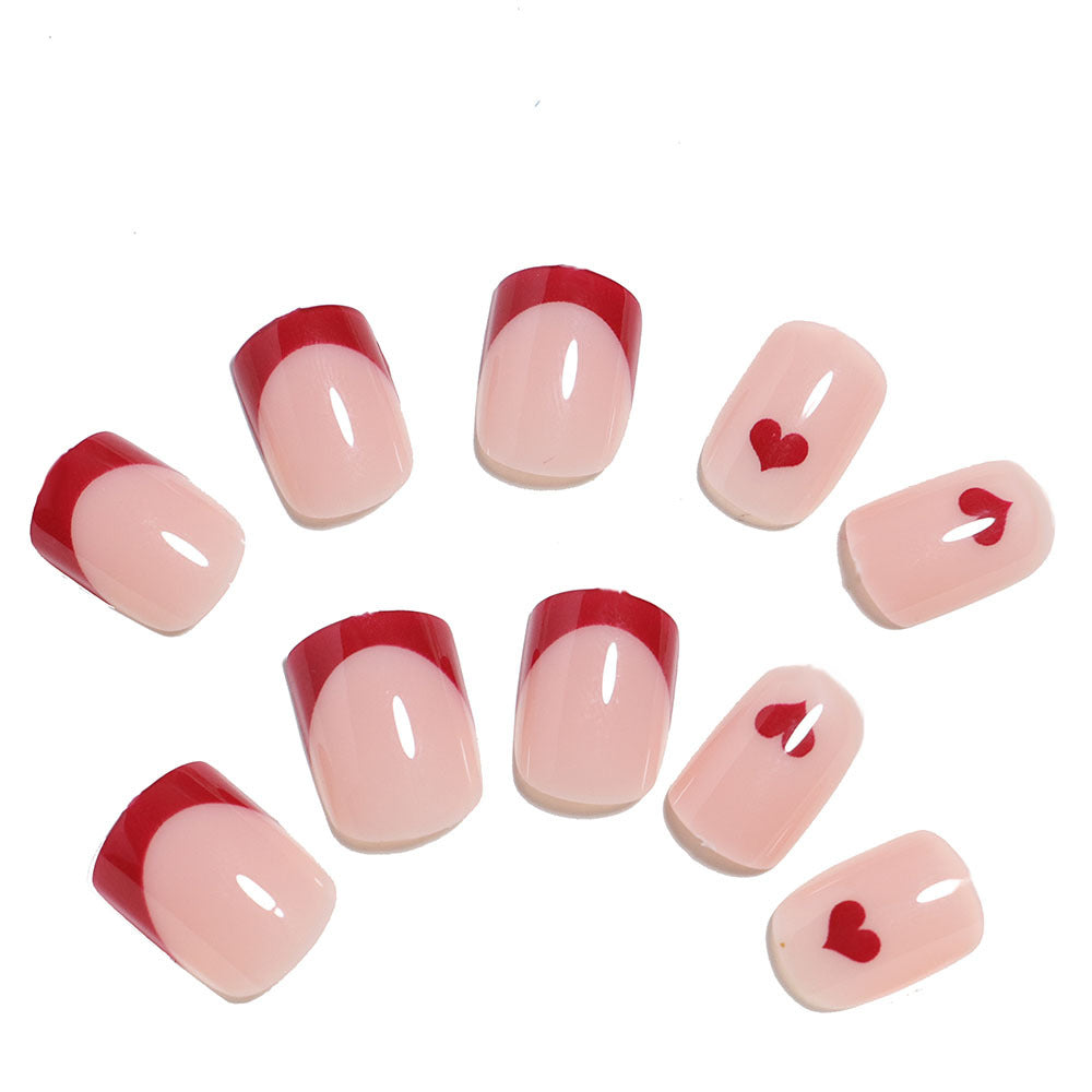 Künstlerisches Herz-Design Press-On Nagelset Brehn