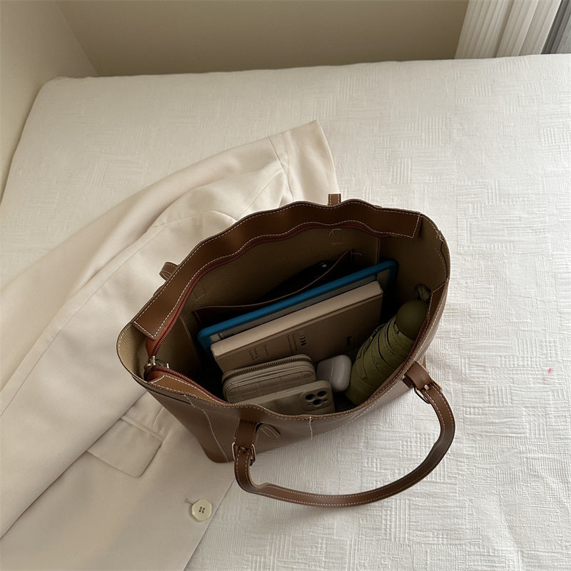 Elegante Strukturierte Leder Tragetasche