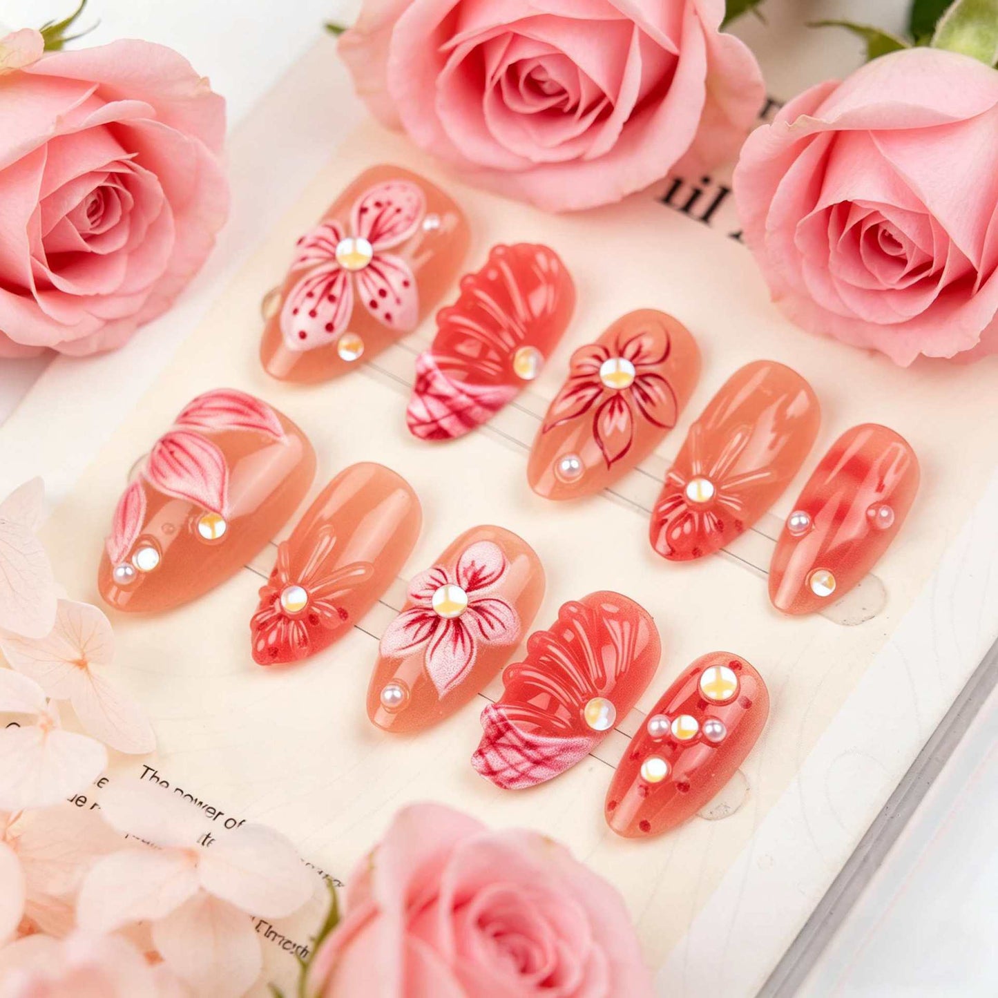 Blumenverzierte Press-On Nagelset Brehn 1787225131