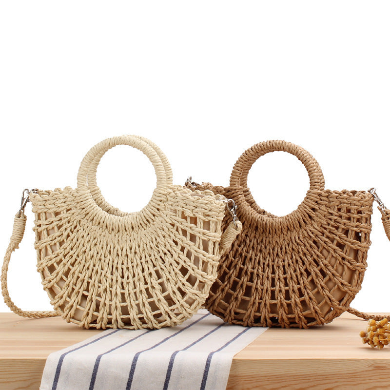 Handtasche Aus Handgearbeitetem Makramee mit Rundem Griff Brehn