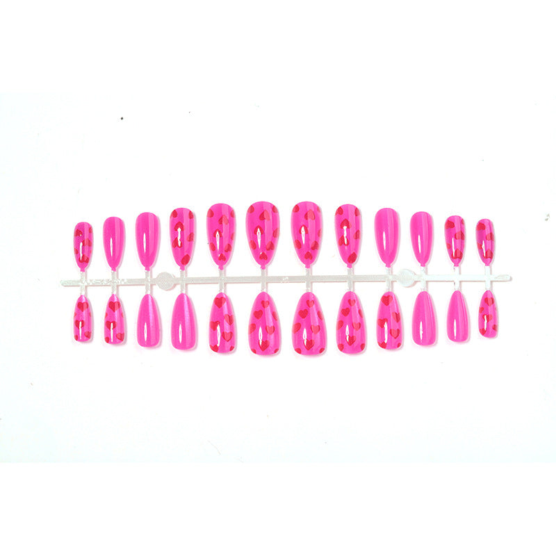 Dekoratives Press-On-Nagelkunst-Set mit Herzmustern Brehn
