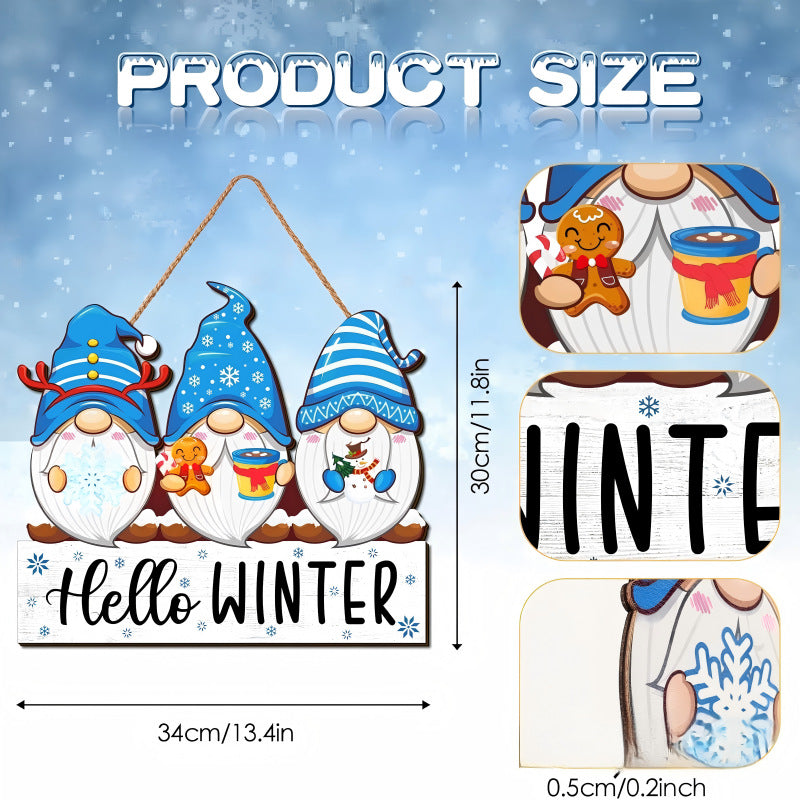 Dekoratives Holzschild mit Wintermotiven Brehn