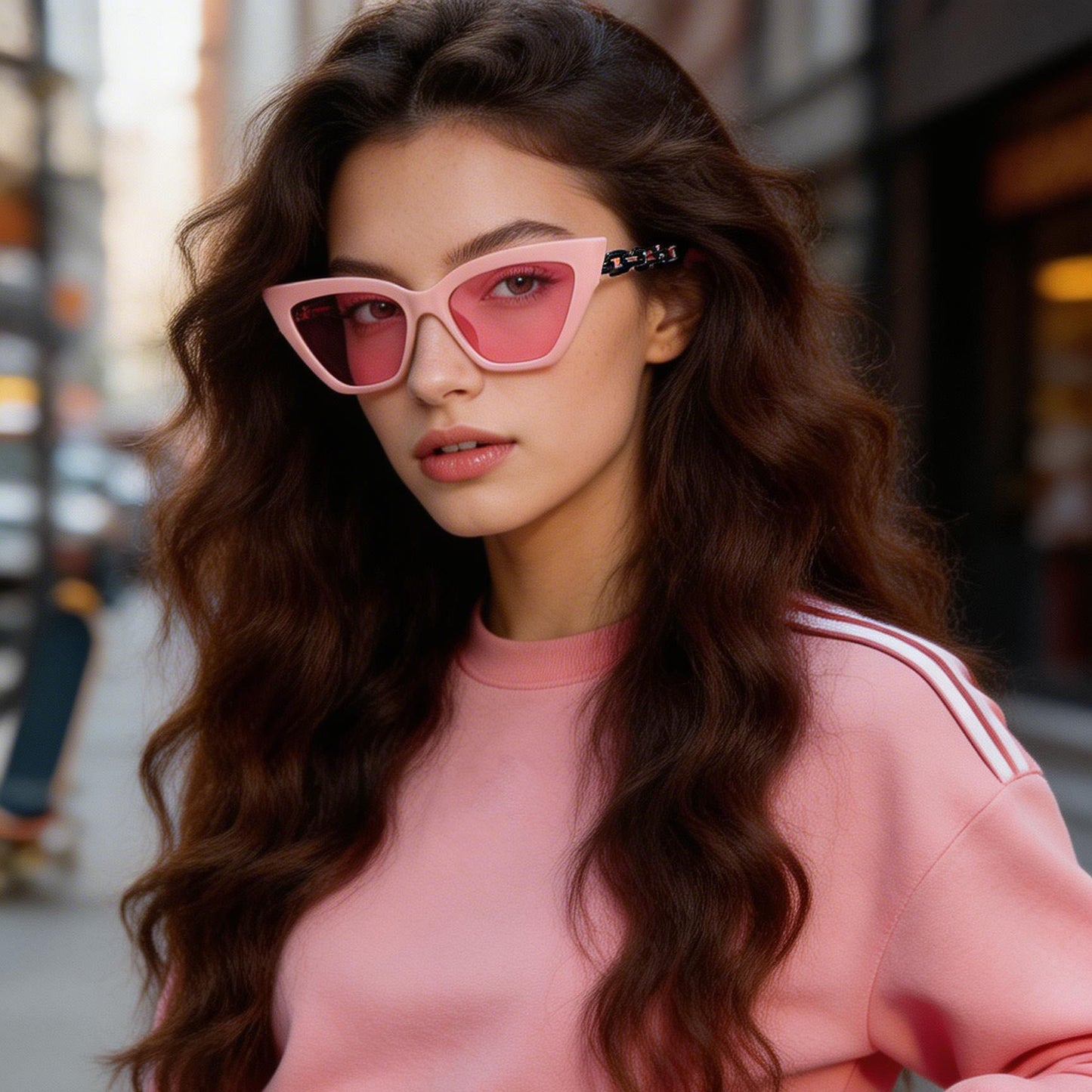 Damen Cat-Eye Sonnenbrille mit luxuriösem Kettenrahmen Brehn
