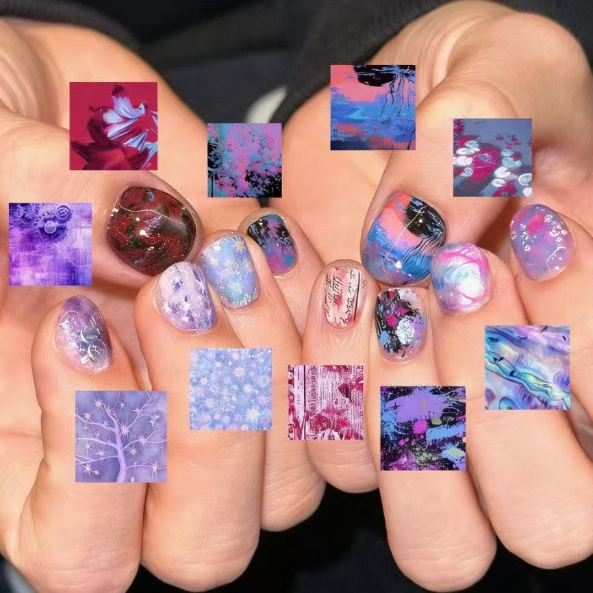 Künstlerisches katzenmotiviertes Press-On-Nagelkunstset Brehn