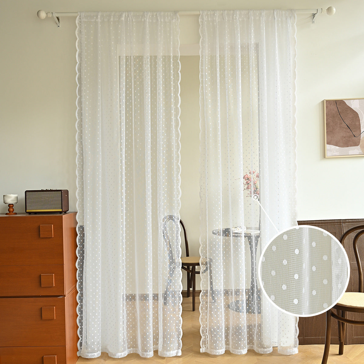 Polka Dot Durchsichtige Fenster Vorhänge