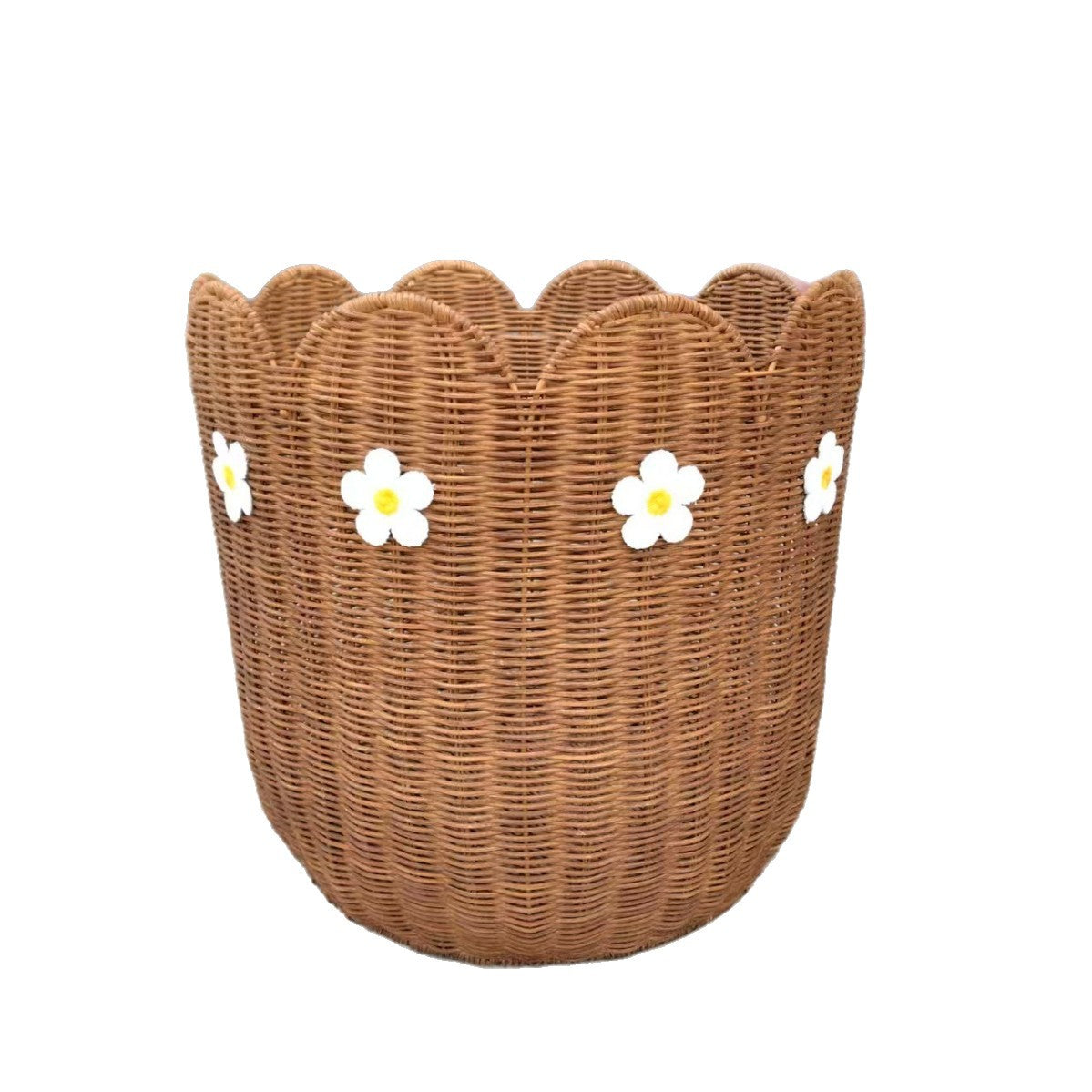 Rattankorb mit Blütenmotiv Brehn