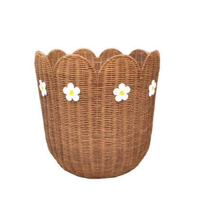 Rattankorb mit Blütenmotiv Brehn
