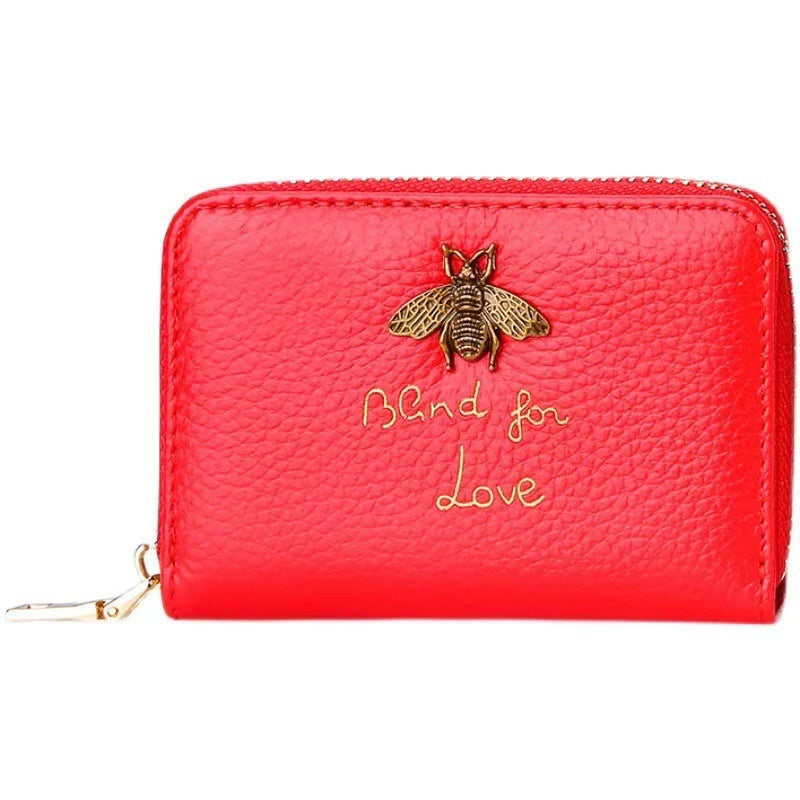 Designer Bee-Beschmückte Leder Reißverschluss-Wallet Brehn