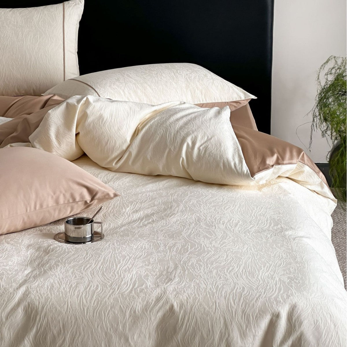 Luxus Geprägte Schmetterling Baumwollsatin Bettbezug Set