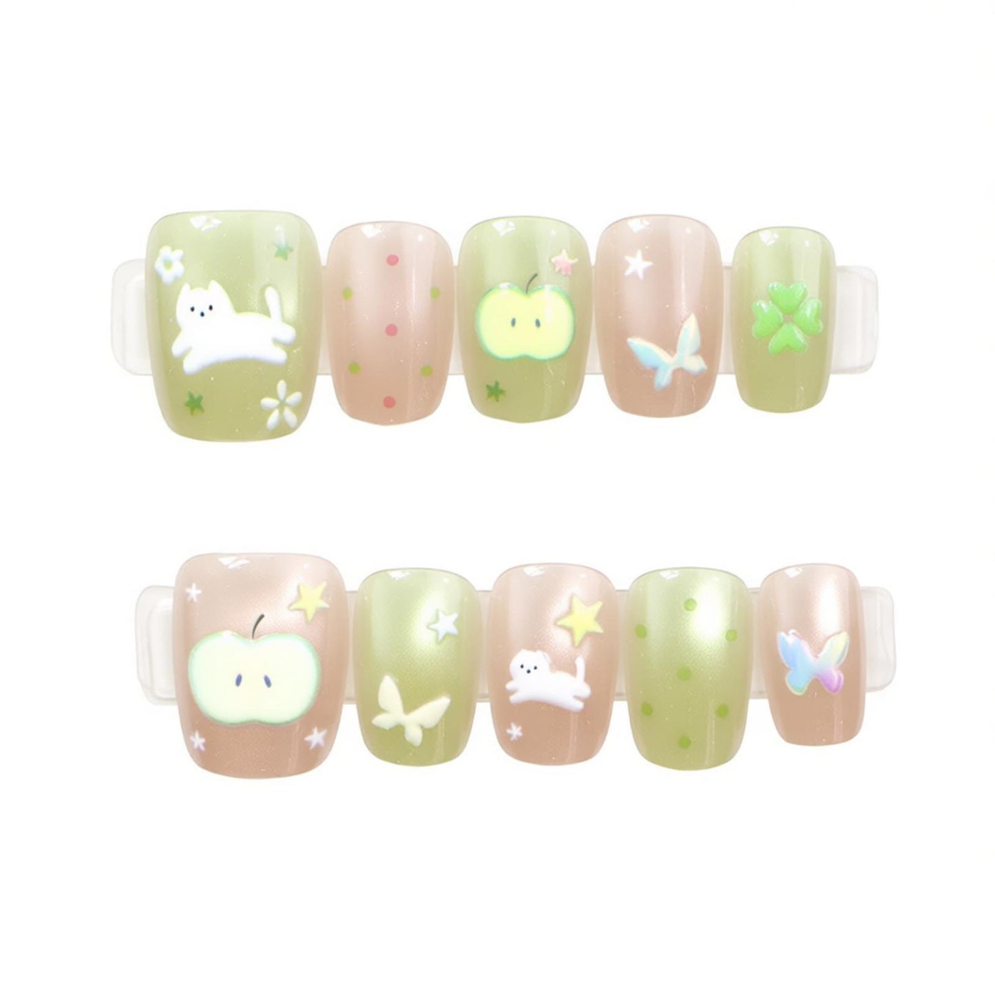 Verspieltes Tierdruck Press-On Nagelset Brehn