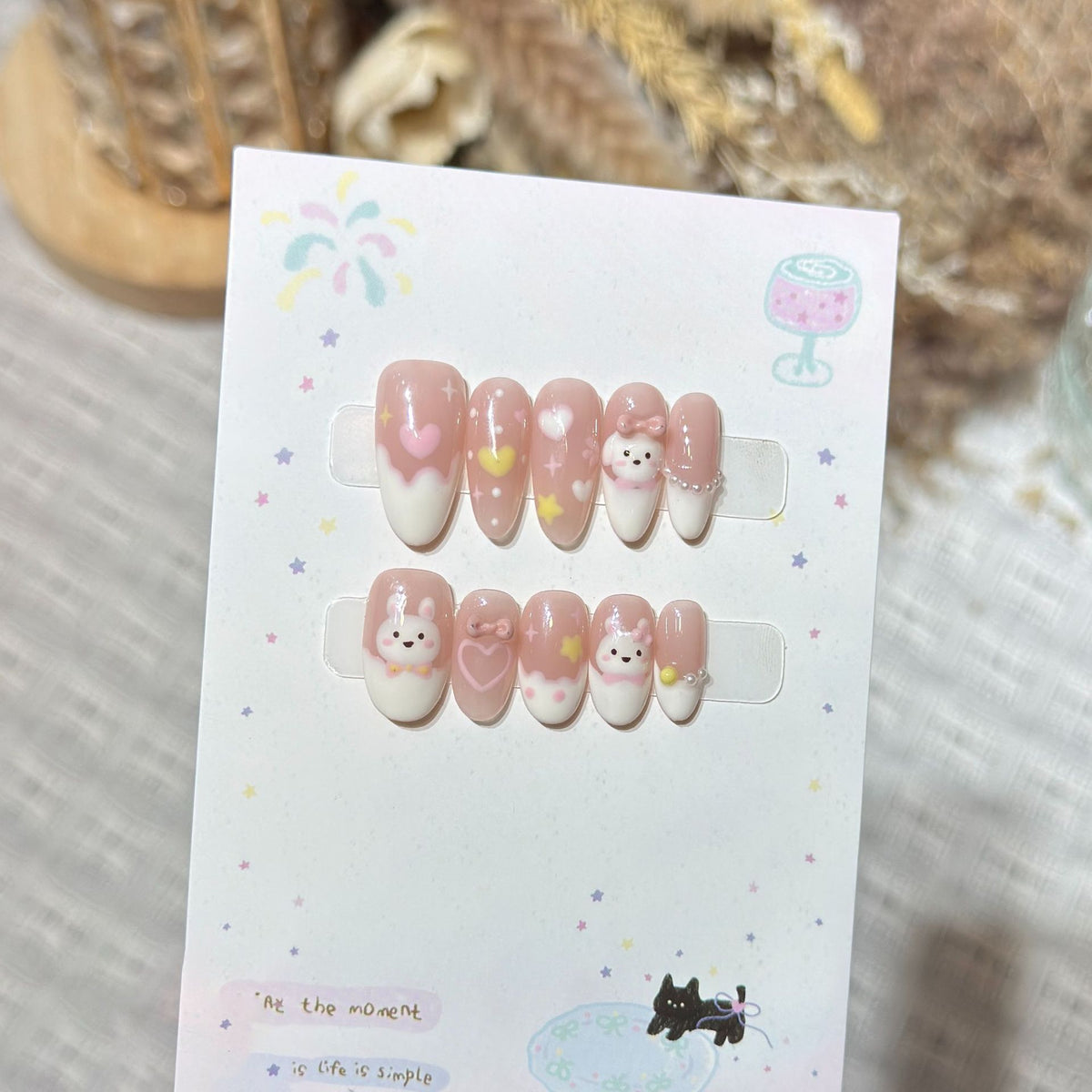Verspieltes Cartoon-Charakter-Nagelkunst-Set Brehn
