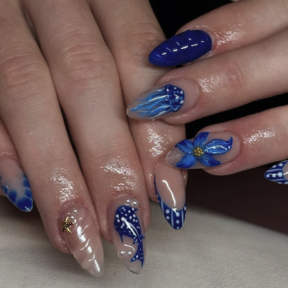 Künstlerische marine-themed Nagelkunstverlängerungen Brehn