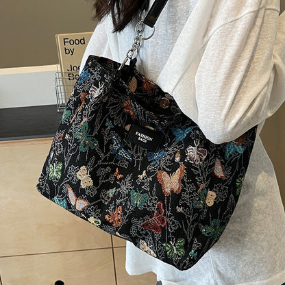 Künstlerische Blumenprint-Canvas-Shopper-Tasche