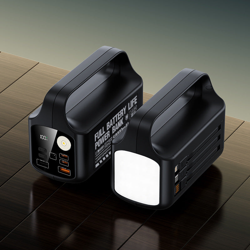 Tragbare Powerbank mit Led-Lampe und Multifunktionalem Schnellladegerät Brehn