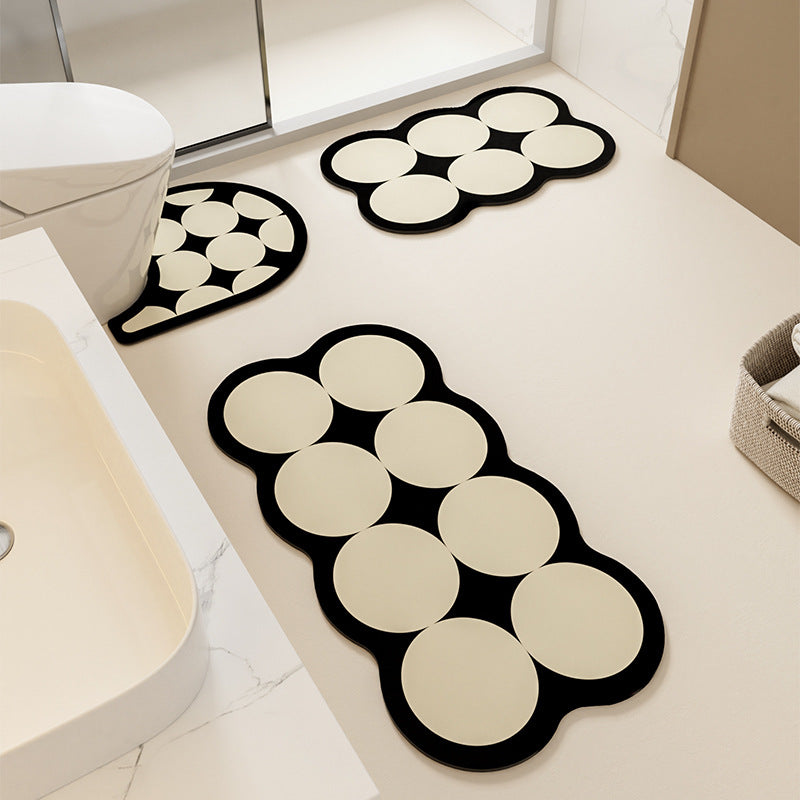 Absorbent Non-Slip Bathroom Mat with Circular Cushion Pads